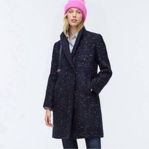 J.Crew Tweed Daphne Coat in navy speckle, size 00